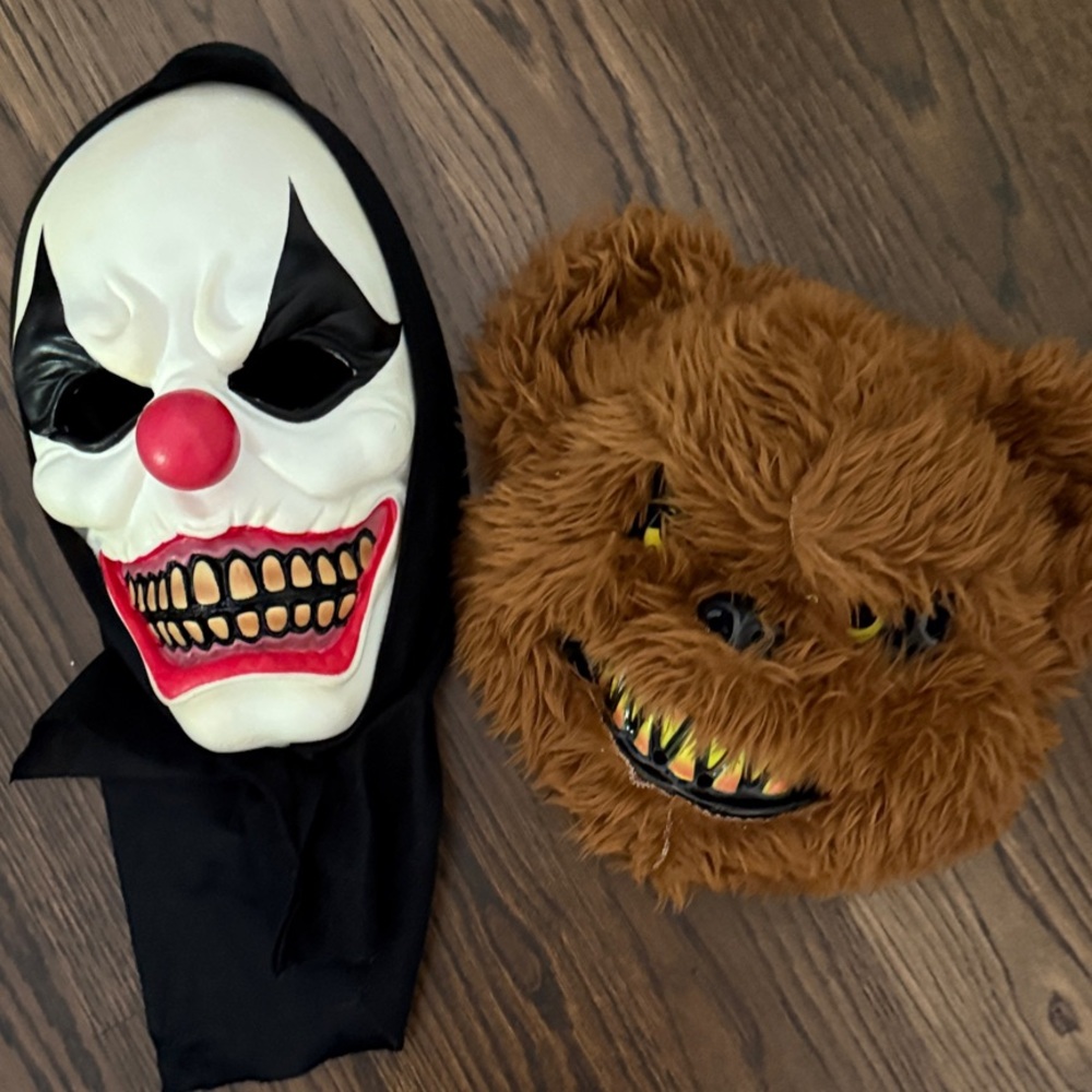 Clown and Bear Halloween Masks